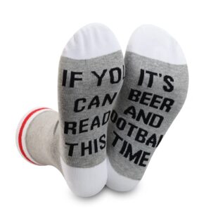 pwhaoo 1 pair beer lover gift football lover socks if you can read this it’s beer and football time socks (football time sock)