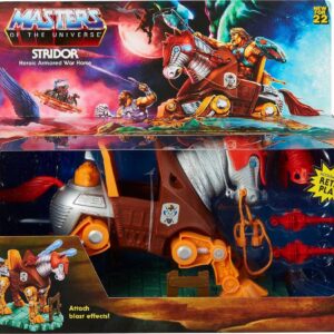 Masters of the Universe Origins Stridor Action Figure, 7 in Tall Robot Horse with Projectile Launcher, 3 Plasma Blasts, Helmet & Bridle with Cord, Collectible Gift for MOTU Fans Ages 6 Years & Older