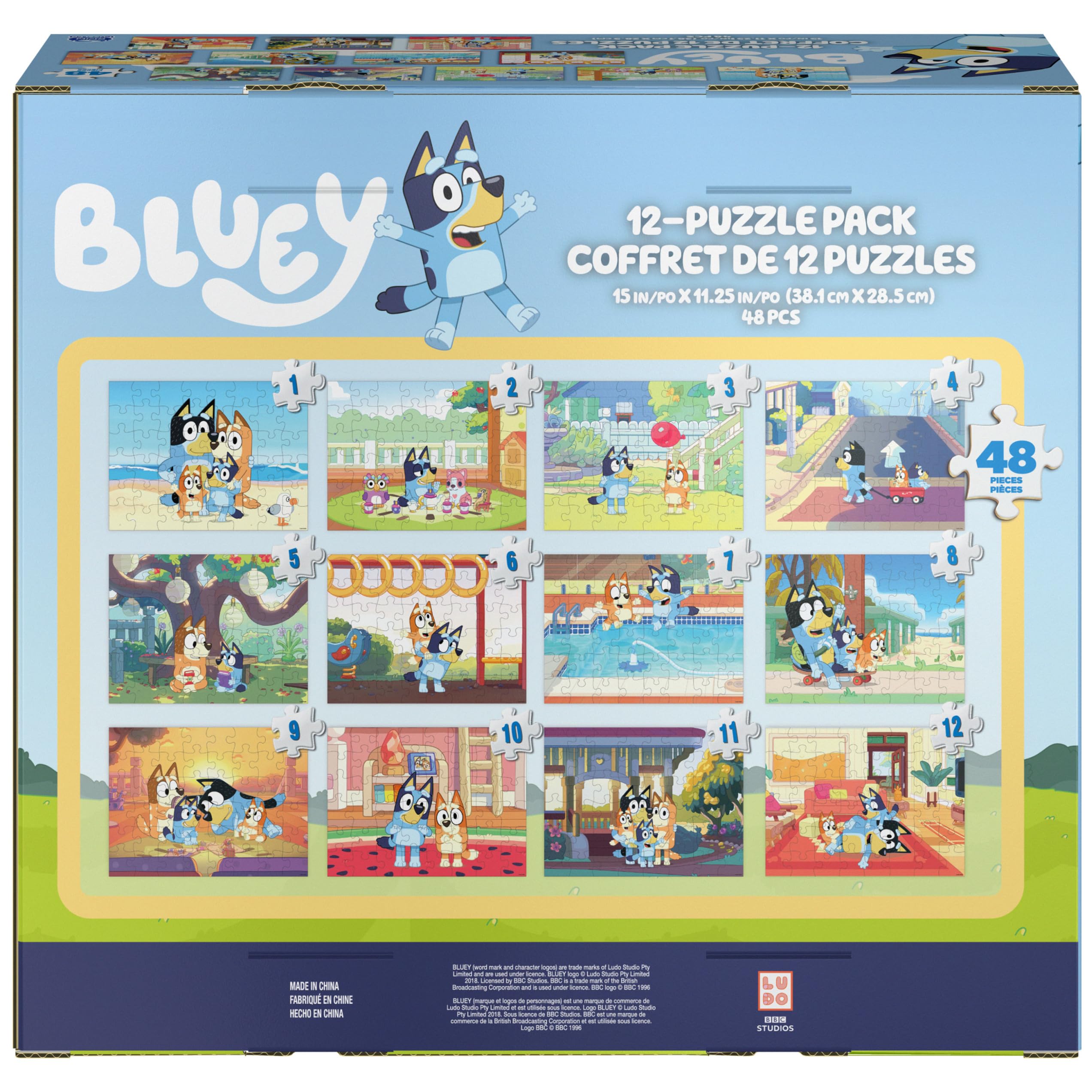 Bluey 12-Pack of Jigsaw Puzzles for Families, Kids, and Preschoolers Ages 4 and Up