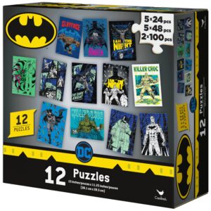 DC Comics, Batman 12 Pack Jigsaw Puzzles Superhero Gotham Killer Croc Dark Knight Clayface Riddler Penguin, for Adults & Kids Ages 4 and up