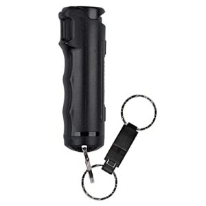 sabre 2-in-1 pepper gel for self defense with detachable safety whistle keychain, 25 bursts, can be heard up to 750 feet (229 meters), uv marking dye, ergonomic finger grip, fast flip top safety