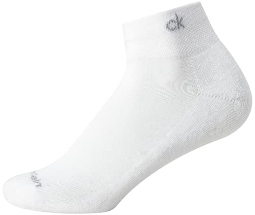 Calvin Klein Women's Athletic Sock - Cushion Quarter Cut Ankle Socks (6 Pack), Size 4-10, White