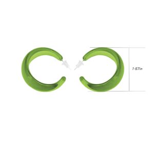 CSIYANJRY99 Green Hoop Earrings for Women Resin Acrylic Hoops Trendy Y2k Hoop Earrings C Shaped Resin Earrings for Women(E-green)