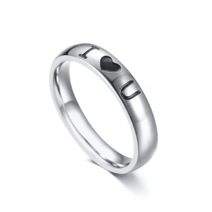 WOYNJI Stainless Steel Ring Faith Love Hope Engraved Plain Wedding Band for Men Women, I Love U Size 12