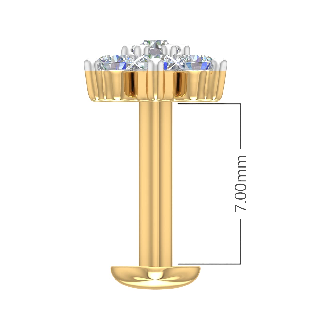 0.15 Carat 7-Stone Cluster Diamond Nose Pin Stud in 18K Yellow Gold