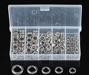 hthylure fishing stainless steel split rings 200pcs/box high strength heavy duty hyper wire heavy duty saltwater freshwater line lure connectors double snap super strong solid circle tackle leader