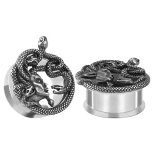 COOEAR 1 Pair Flesh Ear Gauges Piercing Plugs Tunnels Snake Earrings Stretchers Expander Men Women Gift Body Jewelry.