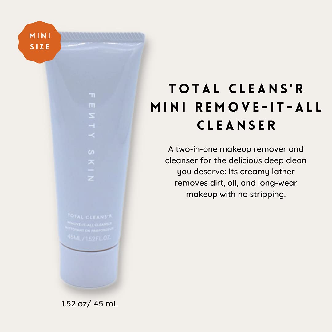 Fenty Skin Total Cleans'r Mini Travel Size Remove-It-All Cleanser - Daily Gentle Facial Cleansing Wash and Face Makeup Remover, Removes Dirt, Oil