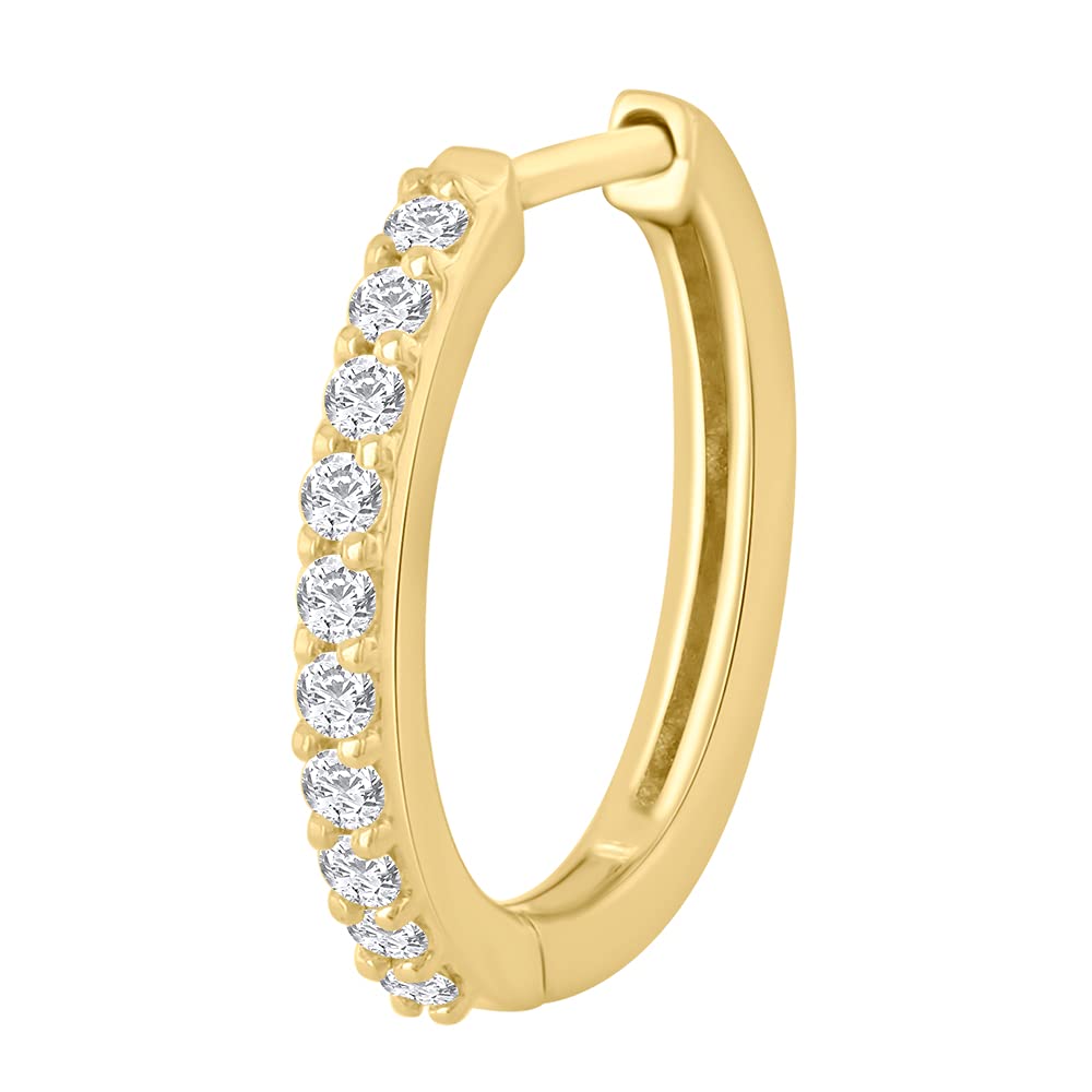 FINEROCK 0.11 Carat Diamond Nose Pin Hoop in 10K Yellow Gold