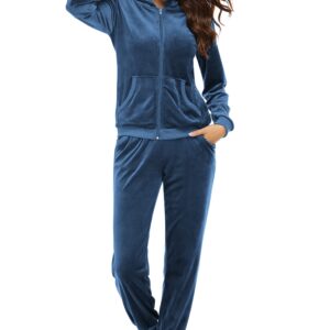 HOTOUCH Women's Sweatsuit Set Velour Hoodie Pocket Tracksuits jogging suits