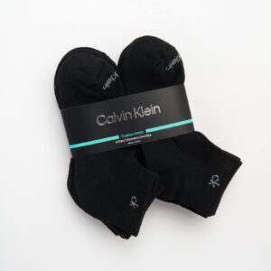 Calvin Klein Women's Athletic Sock - Cushion Quarter Cut Ankle Socks (6 Pack), Size 4-10, Black