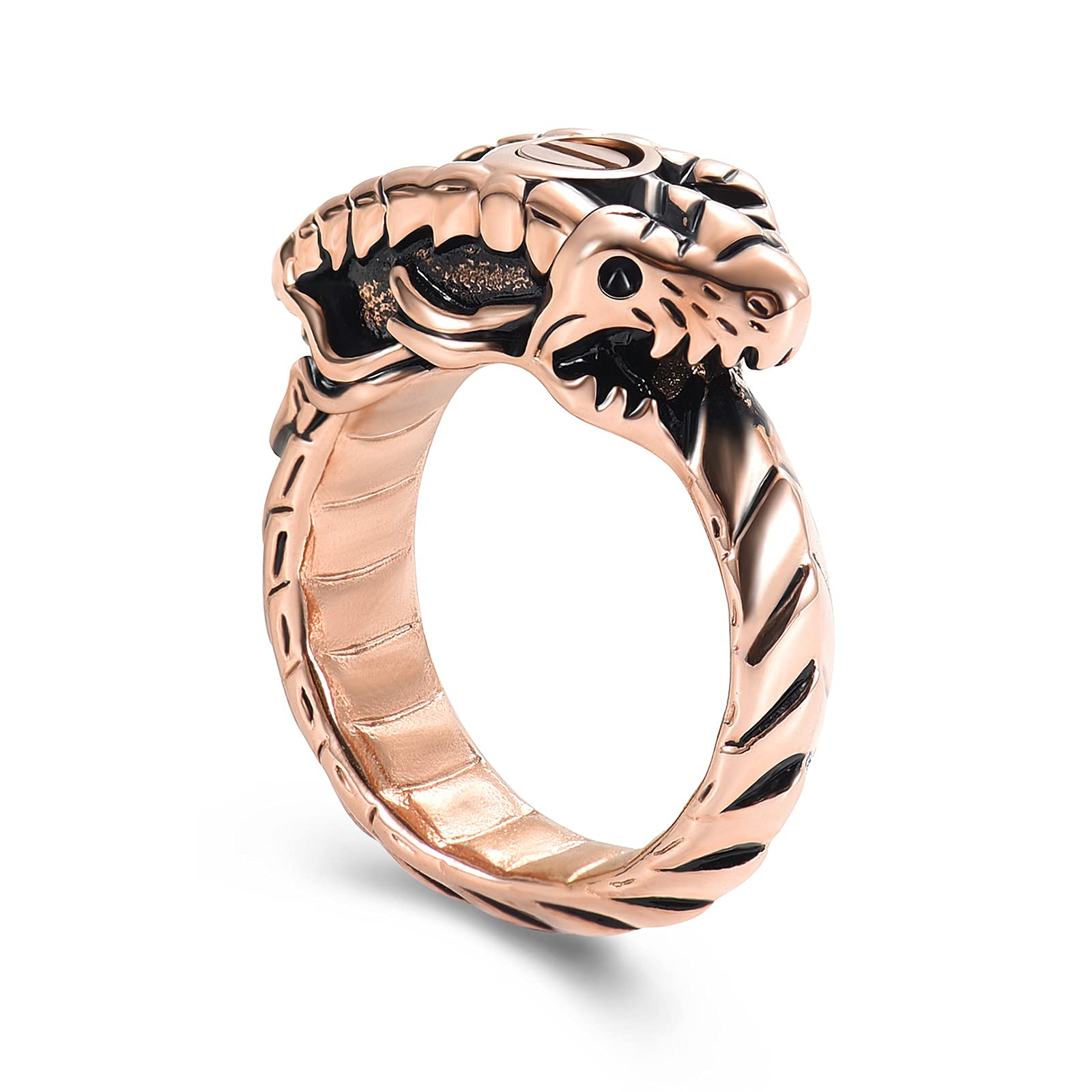 Ouroboros Cremation Urn Ring for Ashes Memorial Cremation Jewelry for Loved One Ashes Holder Keepsake Ring for Men Women(Rose Gold 6)