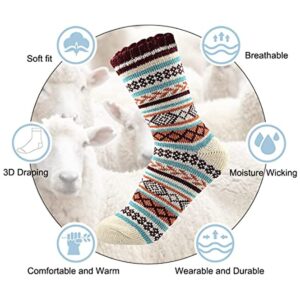 Cosy Encounter Womens Athletic Sports Cozy Wool Socks Warm Knit Thick Soft Winter Crew Socks 4 Pairs Christmas Deer One Size,WDCENS4162SXE4PSN