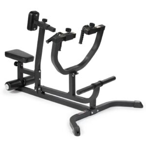 titan fitness plate loaded seated row machine, rated 270 lb, adjustable chest supported row machine with olympic weight posts, for back, arms, shoulders