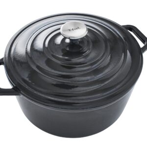 T-fal Cast Iron Enameled Dutch Oven 6 Quart Induction Oven Broiler Safe 500F Pots and Pans, Cookware Grey