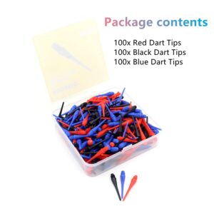 ROOBEEO Soft Dart Tip 2BA Thread Soft Tip Dart Points 300 Packs 3 Colors Plastic Dart Tips Replacement Dart Accessories