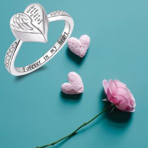 Angel Wing Heart Cremation Ring for Women - 925 Sterling Silver Holds Loved Ones Ashes Rings for Pet Human Ash (10)