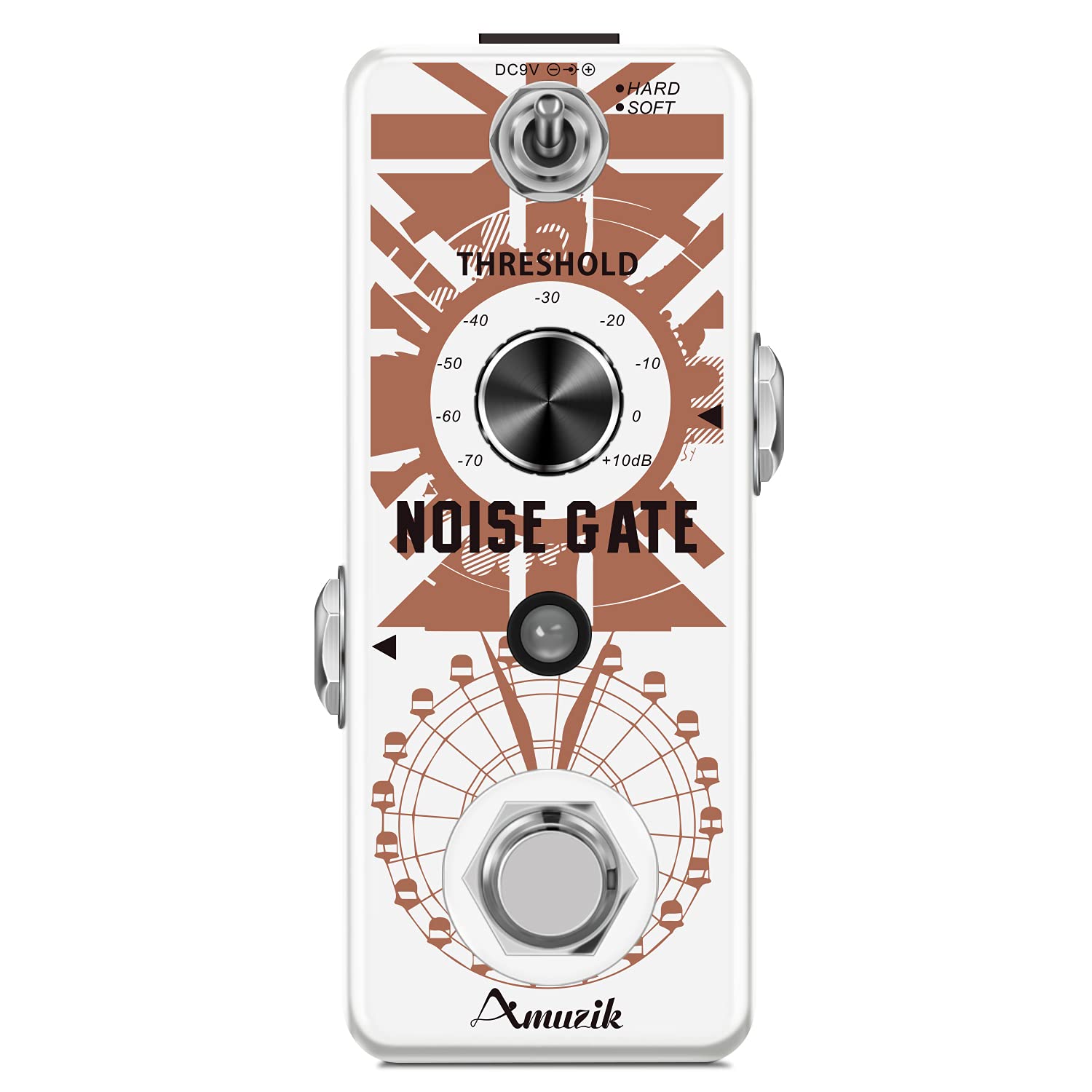 Amuzik Guitar Noise Gate Effect Pedal Noiser Killer Pedals for Electric Guitar Cleaner Noise Gate Suppressor Effect Pedal Full Metal Shell Ture Bypass for 2 Modes Mini Size