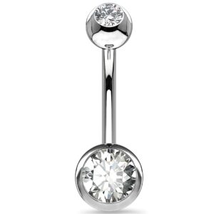 OUFER 14MM Belly Button Rings G23 Solid Titanium 14G Clear CZ Belly Rings Navel Piercing Jewelry Navel Rings