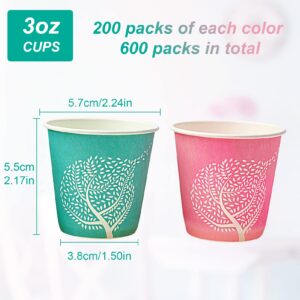 LITOPAK 600 Pack 3oz Disposable Bathroom Cups, Colorful Disposable Mouthwash Cups, Small Disposable Cups, Mini Paper Cups for Parties, Picnics, Barbecues, Travel and Events