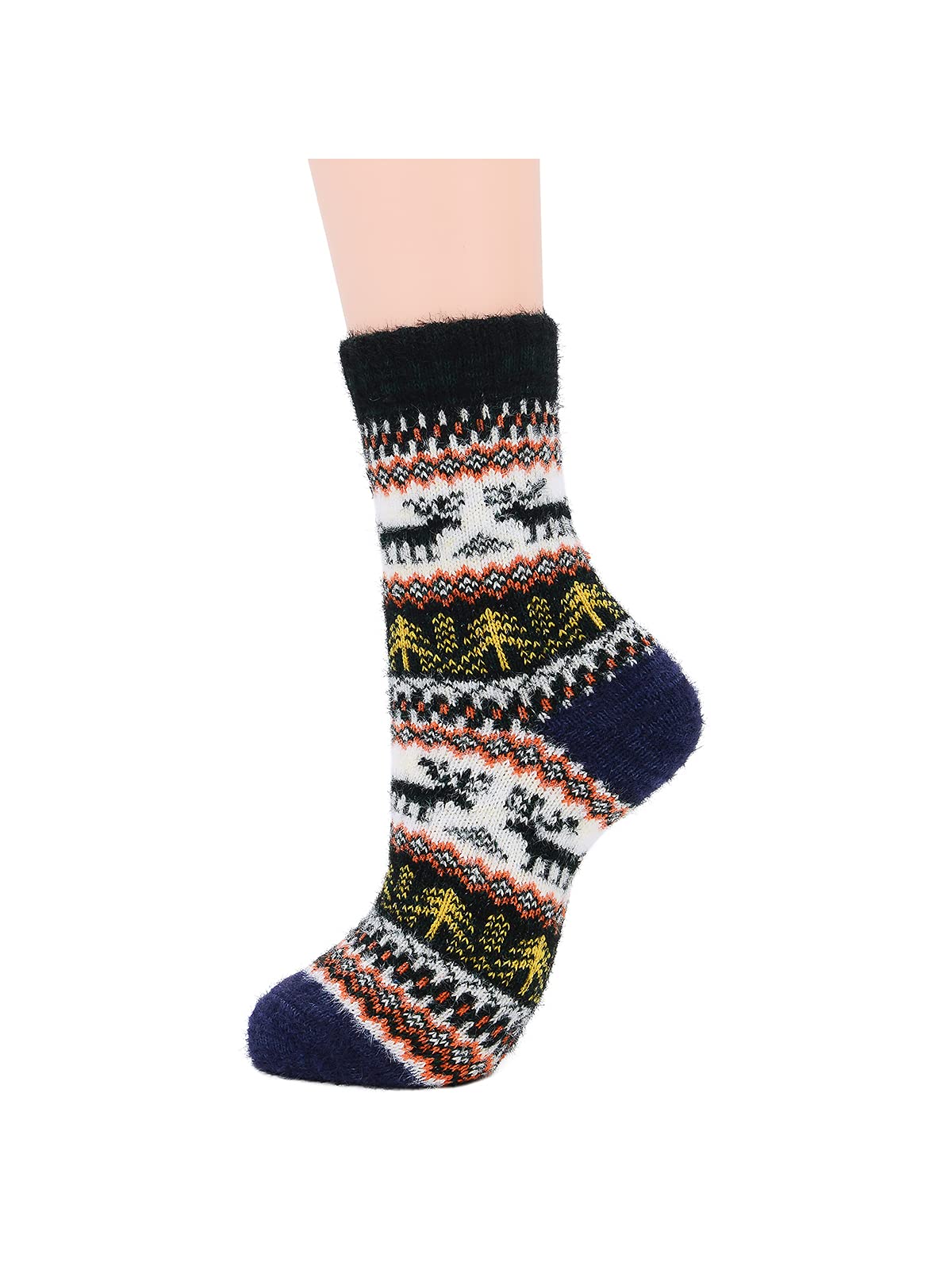 Cosy Encounter Womens Athletic Sports Cozy Wool Socks Warm Knit Thick Soft Winter Crew Socks 4 Pairs Christmas Deer One Size,WDCENS4162SXE4PSN