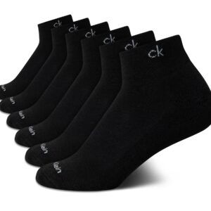 Calvin Klein Women's Athletic Sock - Cushion Quarter Cut Ankle Socks (6 Pack), Size 4-10, Black