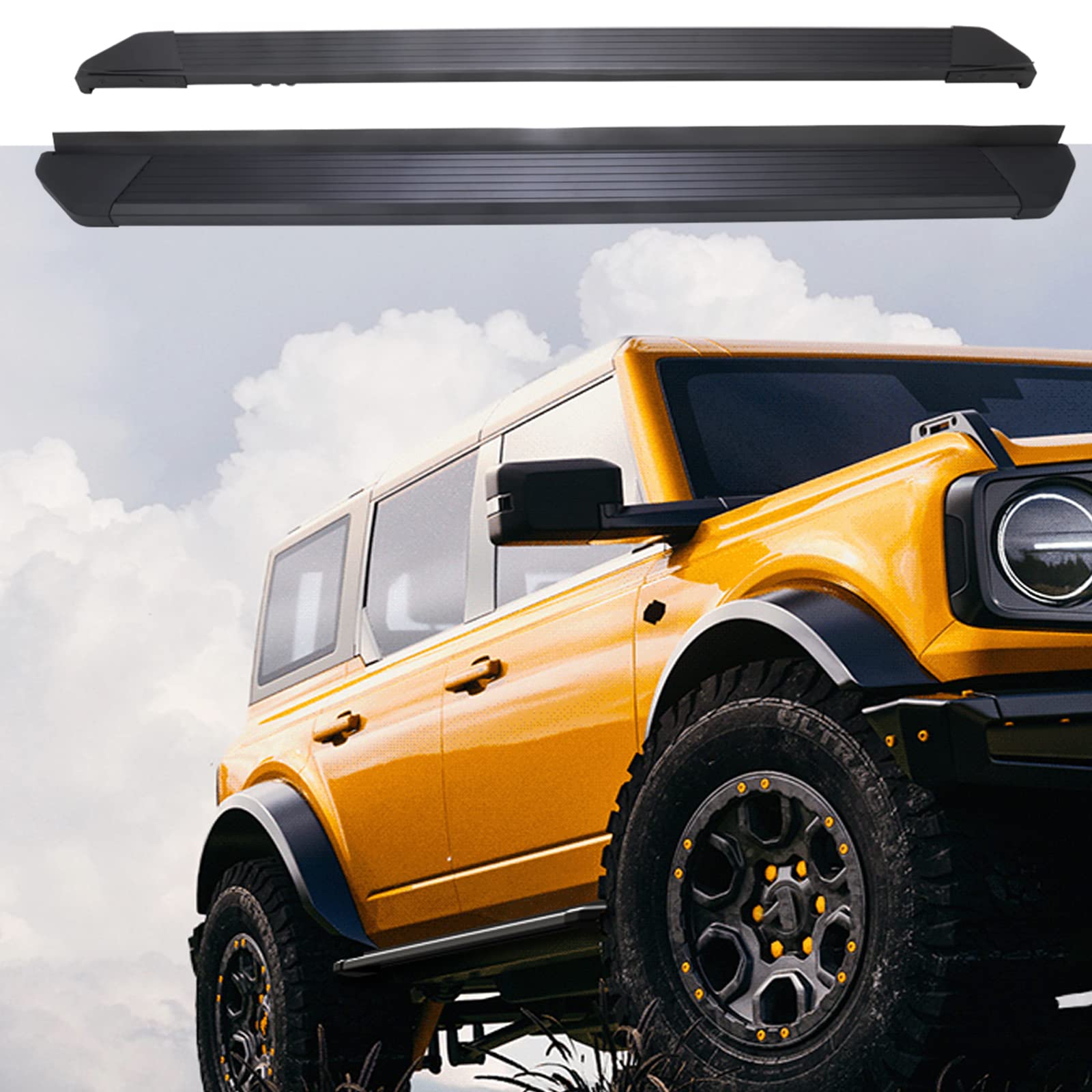 Heavy Duty Running Boards Fit for Ford Bronco 4 Door 2021 2022 2023 2024 Black Side Tube Step Nerf Bar