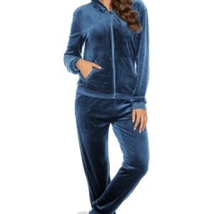 HOTOUCH Women's Sweatsuit Set Velour Hoodie Pocket Tracksuits jogging suits