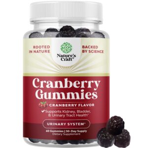 Natural Cranberry Gummies for Women and Men - Extra Strength Delicious Antioxidant Cranberry Chews for Urinary Tract Health Kidney Support Bladder & Immune Health - Vegan Gluten & Gelatin Free