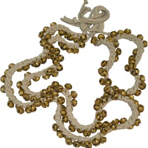 Kathak Ghungroo Tied with Cotton Cord String White Bell Pair Kathak Ghungru Anklet Musical Instrument Pair 50+50 Bells (12 no.Ghungroo) Indian Classic Dancing