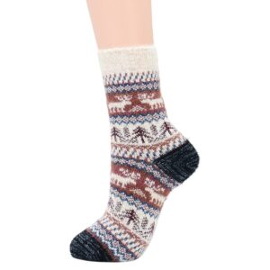 Cosy Encounter Womens Athletic Sports Cozy Wool Socks Warm Knit Thick Soft Winter Crew Socks 4 Pairs Christmas Deer One Size,WDCENS4162SXE4PSN