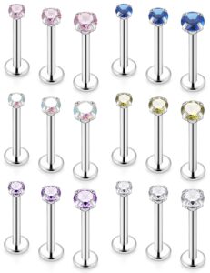 vsnnsns 16g lip rings stainless steel clear cubic zirconia labret monroe lip rings nail cartilage tragus helix earrings studs ring medusa piercing jewelry for women men 10mm