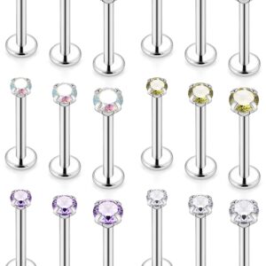 Vsnnsns 16G Lip Rings Stainless Steel Clear Cubic Zirconia Labret Monroe Lip Rings Nail Cartilage Tragus Helix Earrings Studs Ring Medusa Piercing Jewelry for Women Men 10mm