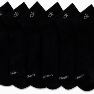 Calvin Klein Women's Athletic Sock - Cushion Quarter Cut Ankle Socks (6 Pack), Size 4-10, Black