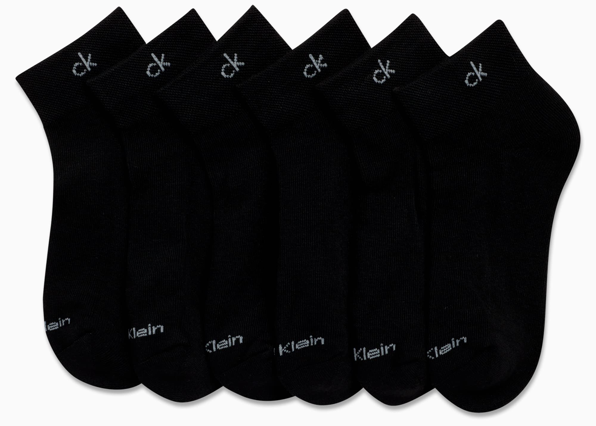 Calvin Klein Women's Athletic Sock - Cushion Quarter Cut Ankle Socks (6 Pack), Size 4-10, Black