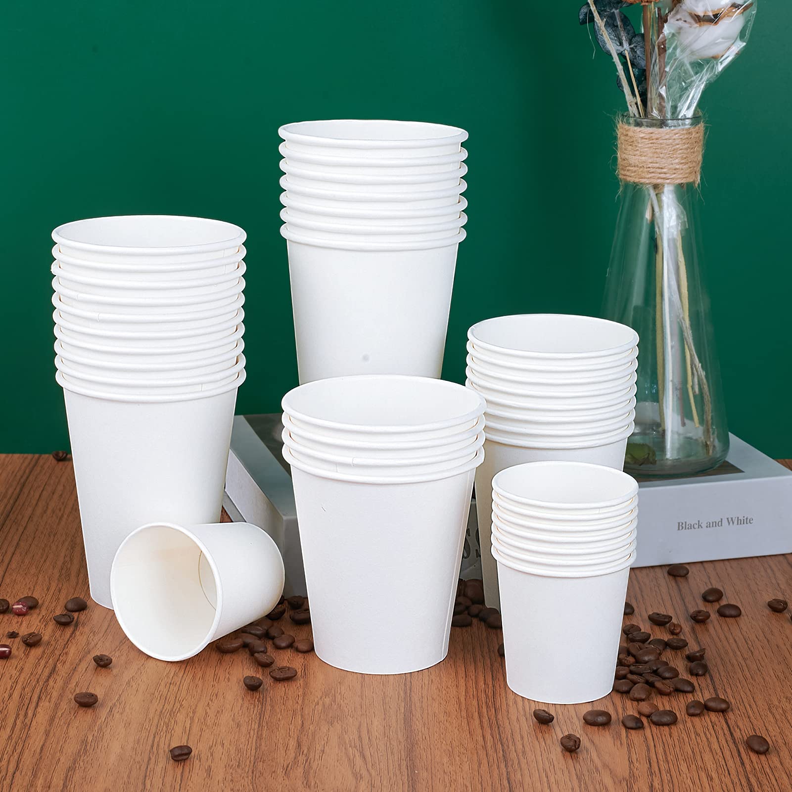 LITOPAK 500 Pack 4 oz Paper Cups, Disposable Coffee Cups, White Espresso Cups, Hot/Cold Beverage Drinking Cups for Party, Picnic, and Travel