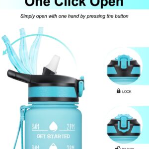 ELYPHINE 32/24 oz Water Bottles with Removable Straw & Time Marker, Motivational Sports Bottles with BPA Free Tritan Material, Leakproof Water Jug for Fitness