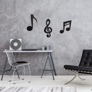 Yalikop 3 Pieces Black Treble Clef Wooden Wall Decor Music Notes Wall Art Note Wooden Wall Decoration Music Note Party Decorations for Home Room Bar Music Studio Birthday Party Decor