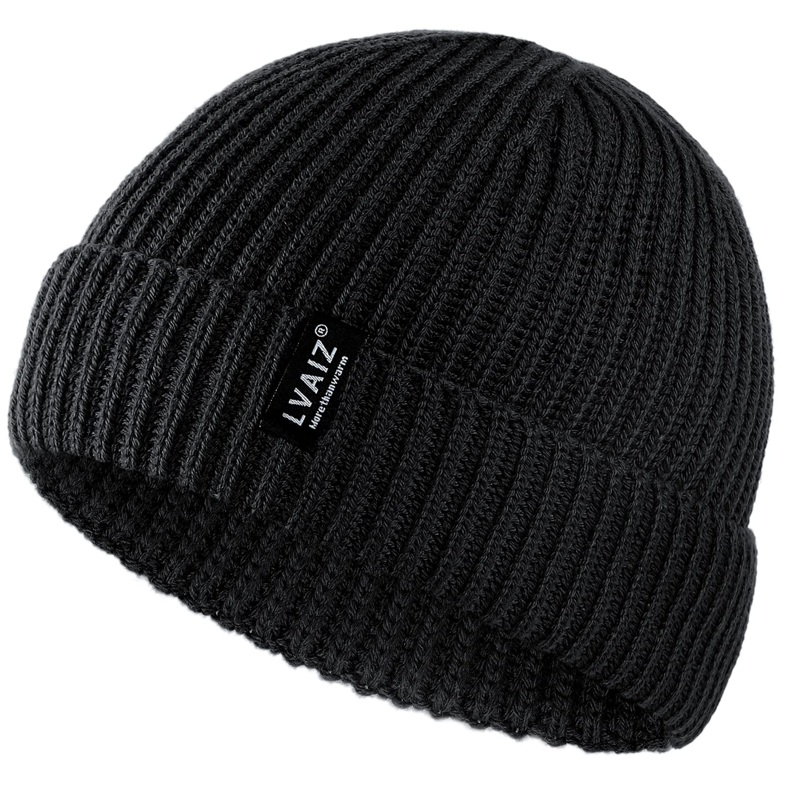 Lvaiz Winter Knitted Fishermen Beanie Hats for Men Merino Wool Short Cuffed Skull Cap Trawler Beanies Watch Hat for Women