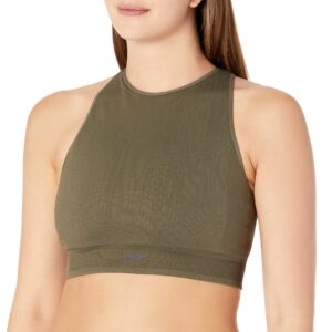 Reebok Women's Standard Crop Tank, Army Green/Black, Small