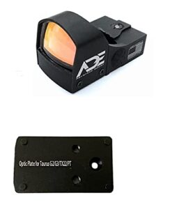 ade advanced optics crusader rd3-009 red dot reflex sight + optic mounting plate for taurus pt111 g2, millennium g2, g2c, g3 with original rear sight, pt140 g2, pt709, pt740, tx22 + pictinny plate