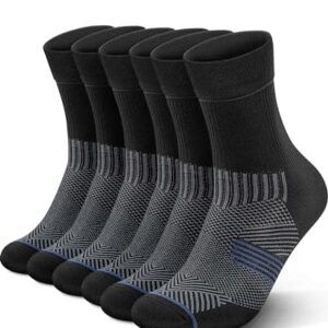 PAPLUS Compression Running Sock for Men and Women 3 Pairs, Cushioned Athletic Crew Socks with Arch Support