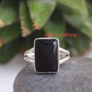 Black Onyx Gemstone Ring 925 Sterling Silver Jewelry (11)