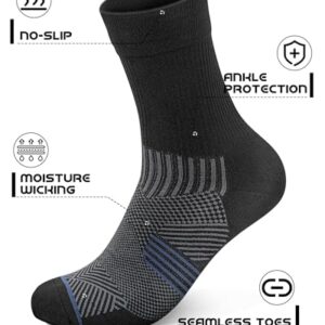 PAPLUS Compression Running Sock for Men and Women 3 Pairs, Cushioned Athletic Crew Socks with Arch Support