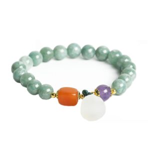 HL1971 Natural Green Stress Relief Quartz Chakra Beaded Jade Stones Healing Beads Gifts Gold Crystal Jewelry Women for Bracelet