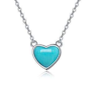 tangpoet dainty turquoise necklace for women sterling silver turquoise heart pendant necklaces blue stone jewelry birthday christmas valentines day gift for her