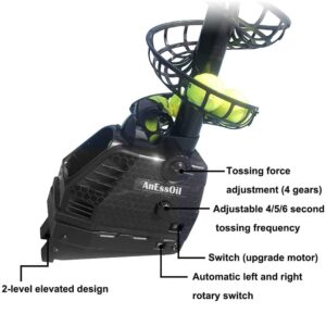 AnEssOil Tennis Ball Machine Tennis Ball Tosser Adjustable&Portable w/Oscillation Ball Launcher Tennis Serving Machine Accurate&Efficient Feed Machine Plug in/Batteries 30 Balls for Adults Children