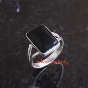 Black Onyx Gemstone Ring 925 Sterling Silver Jewelry (9.5)