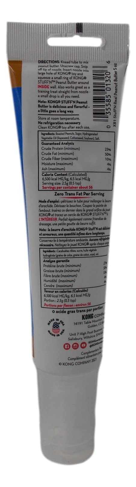 Kong Stuff'N Dog Toy Fill Tubes 2 Flavor Variety - (1) Each: Real Peanut Butter, Sweet Potato Spread (5 Ounces) - Plus Fun Animal Facts Booklet Bundle