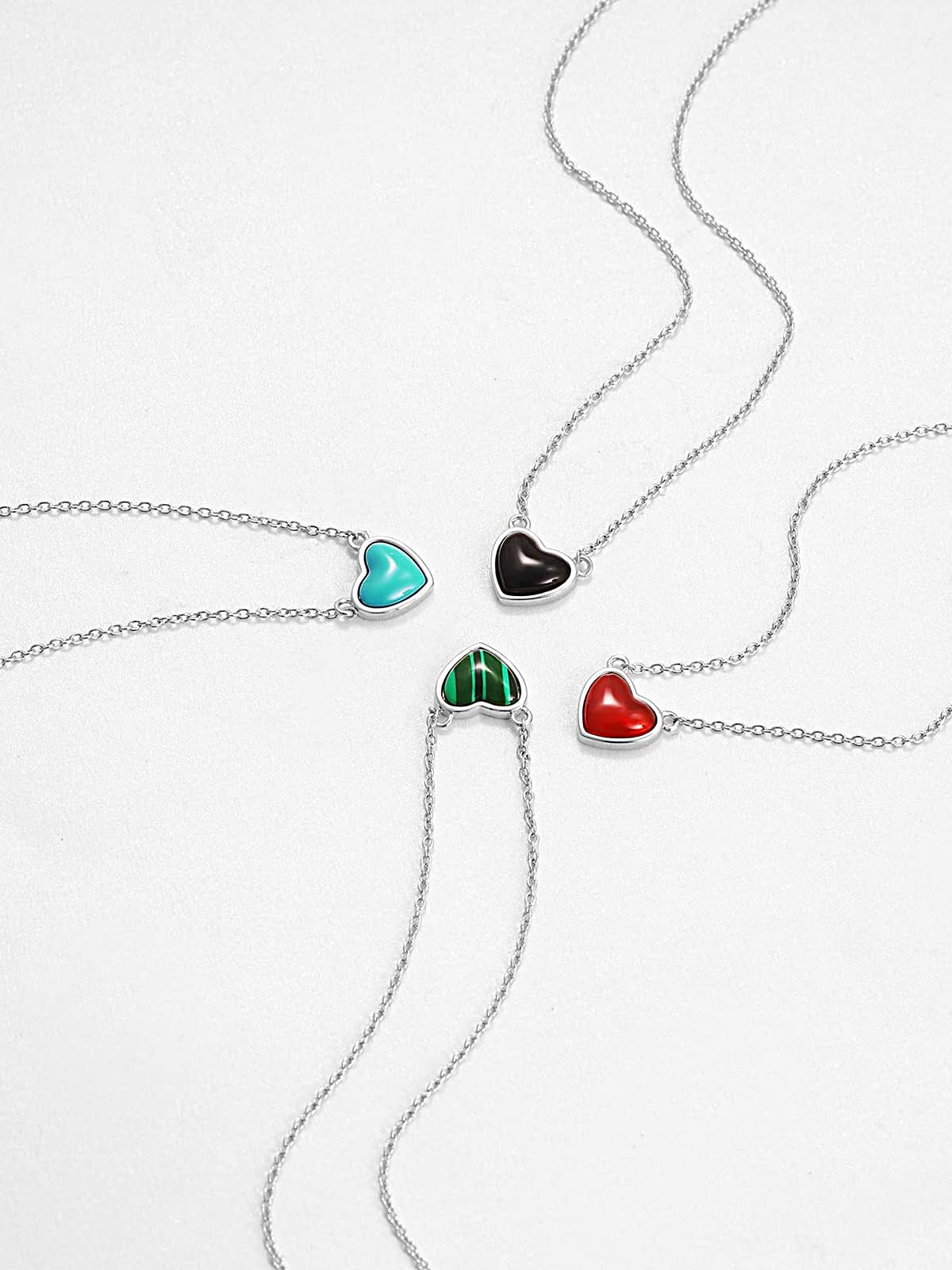 TANGPOET Dainty Turquoise Necklace for Women Sterling Silver Turquoise Heart Pendant Necklaces Blue Stone Jewelry Birthday Christmas Valentines Day Gift for Her